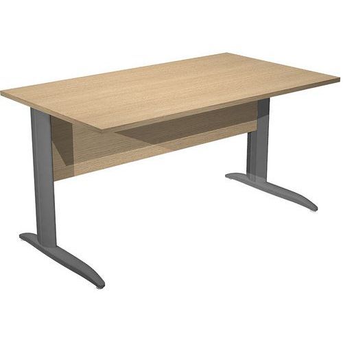 BUREAU DROIT PIEDS L MÉTAL FAST 140CM - CHÊNE ANTHRACITE