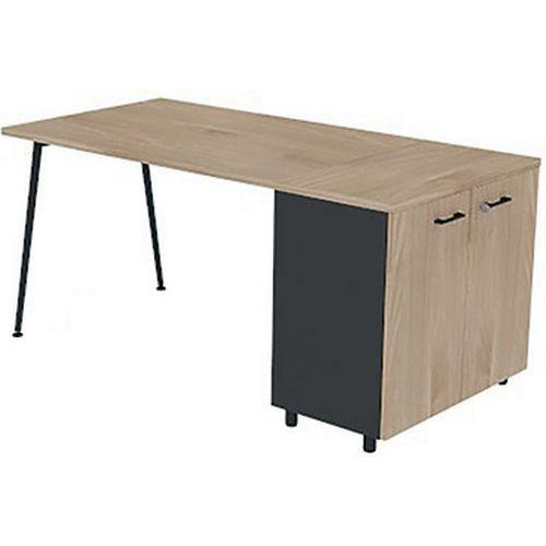 BUREAU PLATEAU 120X80 ARMOIRE HB ORME PIEDS GRIS OMBRE - QUADRIFOGLIO