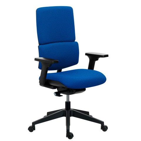 CHAISE DE BUREAU IMAX DOSSIER TISSU NON FEU BLEU, ACCOUDOIRS 3D, MÉCANISME SYNCHRONE, PIED NYLON NOIR