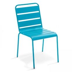 Oviala Business Chaise en métal bleu - bleu acier 106474_0