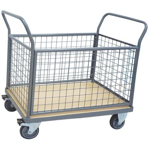 CHARIOT 4 DOSSIERS GRILLAGÉS 1146X613 MM - ROUES PU - MANUTAN EXPERT