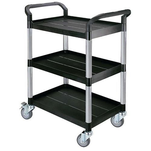 CHARIOT ALUMINIUM NOIR 3 PLATEAUX 800 X 480 X 1000 MM