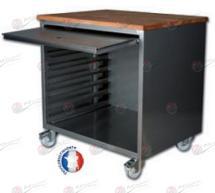 Chariot campagnard bas 7 niveaux - az-ccb001 - structure inox avec roues sur platines et dessus hêtre ou inox_0