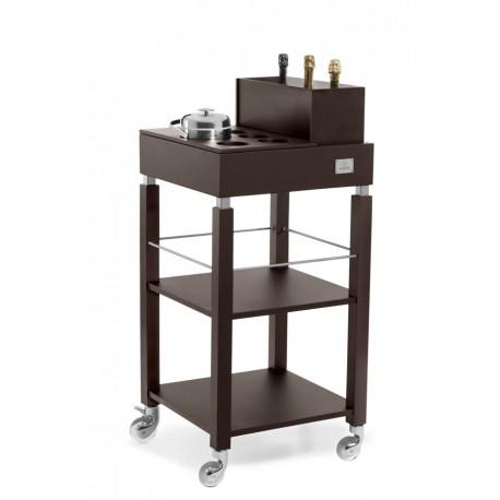 Chariot à vin Concorde 187V - Hêtre massif, vasque 5 bouteilles, racks à verres, dimensions compactes_0