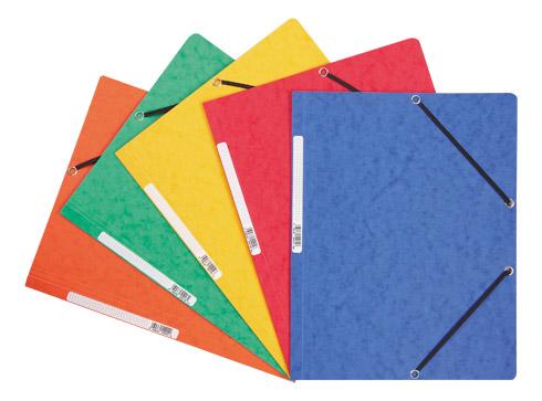 LOT DE 10 - CHEMISE À ÉLASTIQUE SANS RABAT CARTE EXACOMPTA 24 X 32 CM DOS 2,5 CM COULEURS ASSORTIES