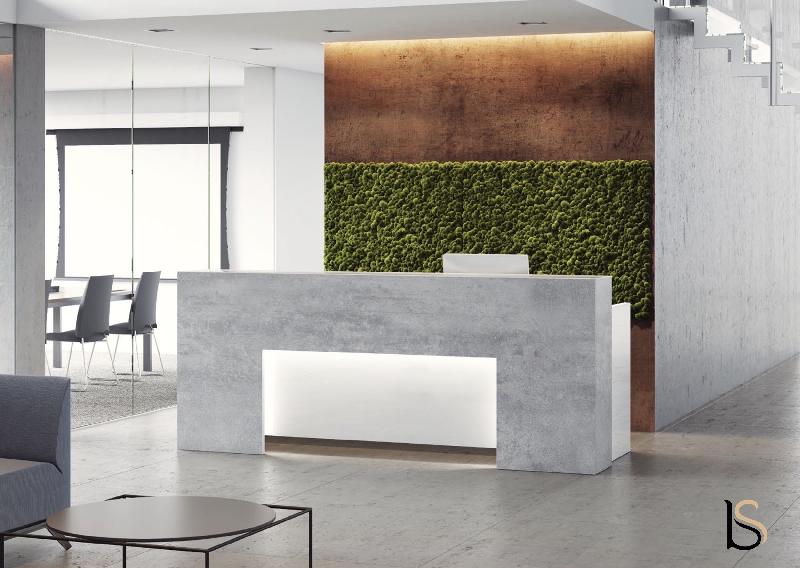 Comptoir d'accueil avec éclairage Block - ACOA - Blanc brillant_0