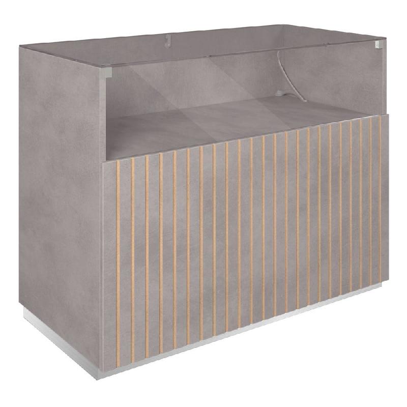 Comptoir vitrine côté bois Vertigo T03 MDF naturel et béton 120x60x93cm_0