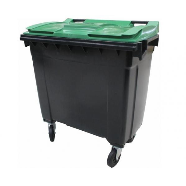 Conteneur poubelle bicolore - 770 litres Gris / Vert (RAL 6011)_0