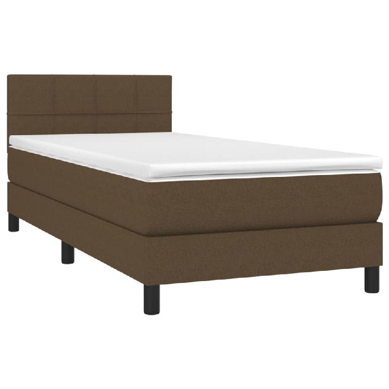 Décoshop26 - Cadre de lit LED avec sommier tête de lit matelas 90x200 cm tissu marron foncé TDL0208148 - marron 3001268388005_0