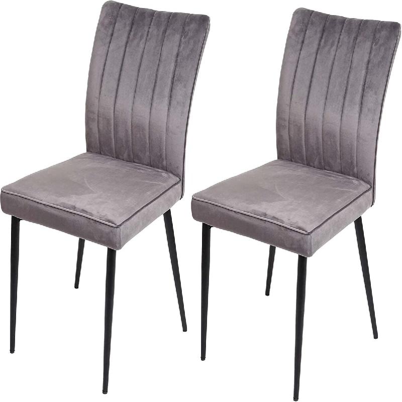 Décoshop26 - Ensemble de 2 chaises de salle à manger en velours gris foncé clair pieds en métal CDS04476 - gris métal 3000459269604_0