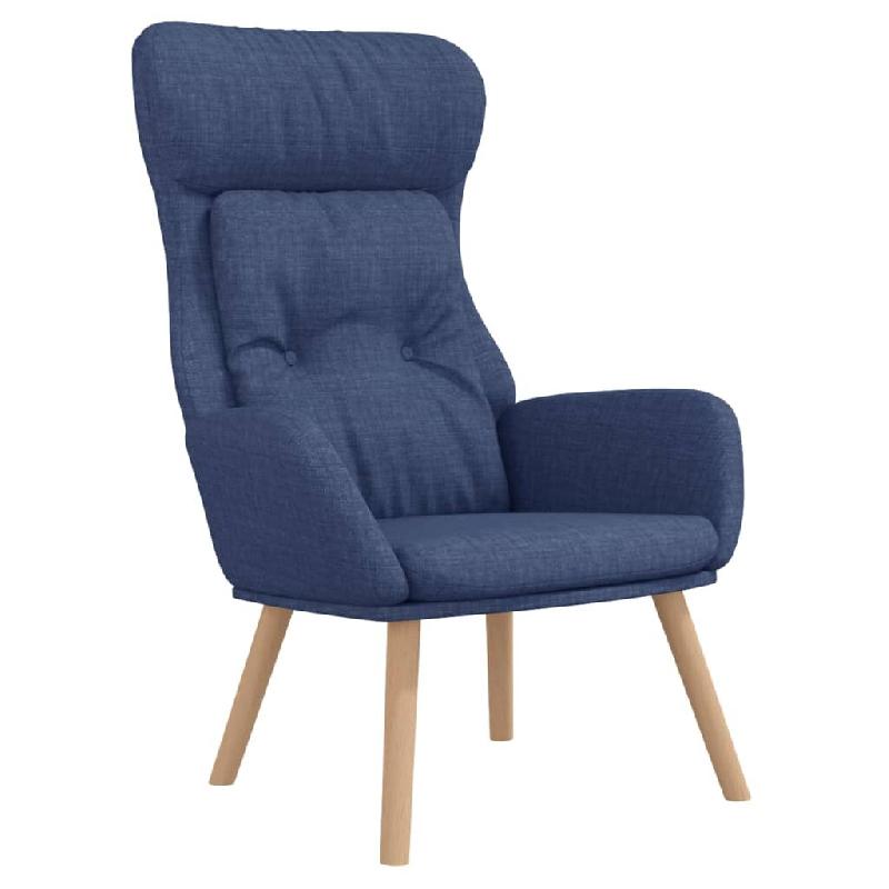 Décoshop26 - Fauteuil lounge chaise de canapé design moderne avec accoudoirs en tissu bleu pieds en bois DEC026640 - bleu Bois massif 3000255929306_0