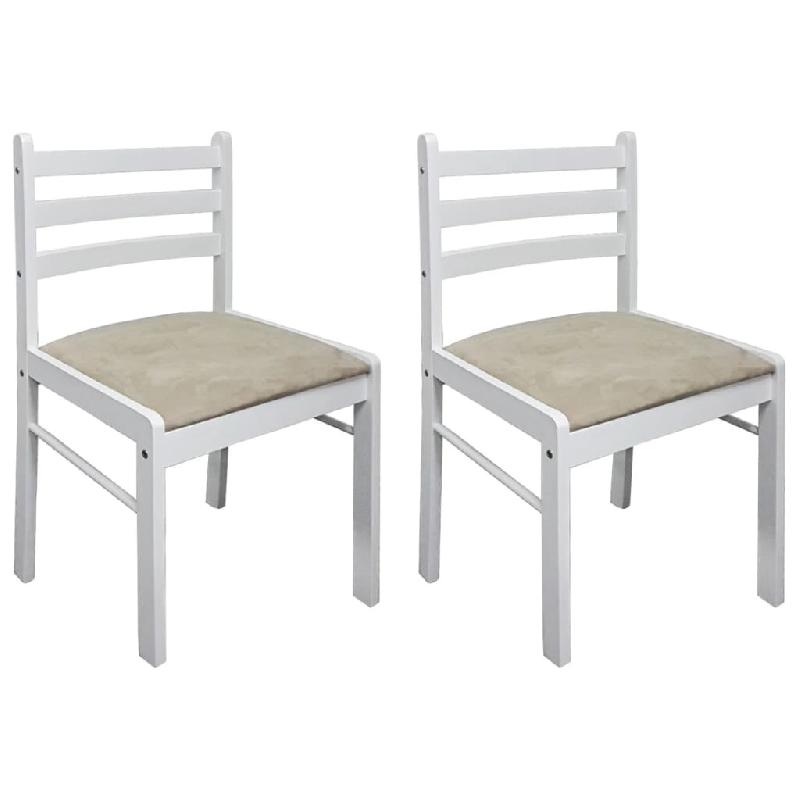 Décoshop26 - Lot de 2 chaises de salle à manger cuisine design classique hévéa solide et velours blanc CDS020170 - blanc 3001062099787_0