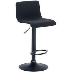 Décoshop26 - Tabouret de bar x1 avec repose-pieds pivotant dossier incurvé en tissu noir et métal noir 10_0004963 - noir 3000252385006_0