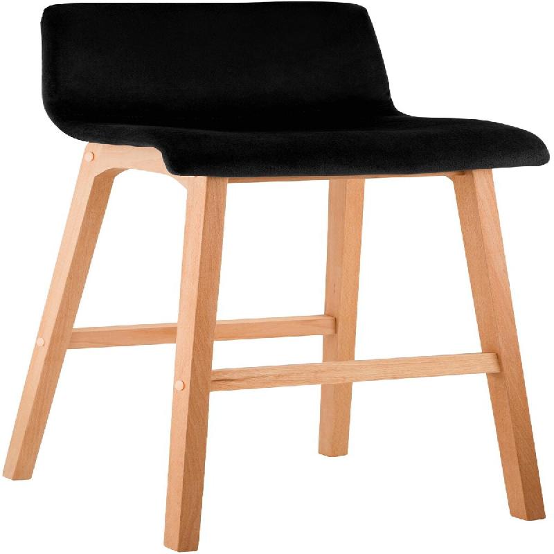 Décoshop26 - Tabouret de bar x1 piètement à 4 pieds en bois assise en velours noir style scandinave 10_0005852 - noir Bois massif 3000265258083_0