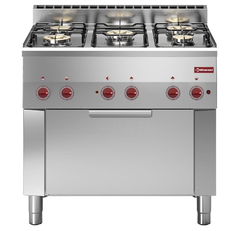 Diamond - Fourneau 5 feux gaz et four convection électrique GN 1/1 - réf. G60/5BFEV9-N - gris inox AKS-G60/5BFEV9-N_0