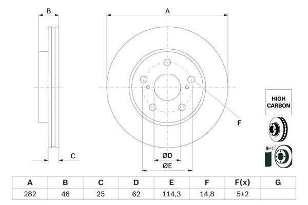 Disque de frein Bosch 0986479F92 - ventilé - boîte de 2 disques - côté avant_0
