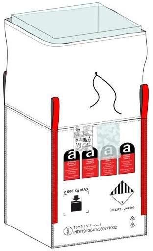 BIG BAG 1T POUR TRANSPORT ET STOCKAGE D'AMIANTE, MARQUÉ AMIANTE, 90X90X115CM, SACHE P - DIVBIGBAG1TAMMA