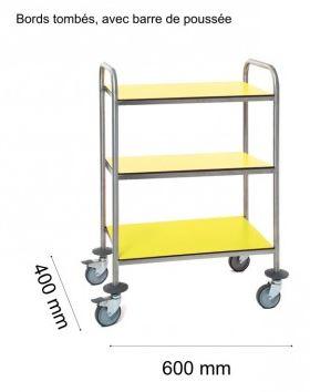 Guéridon résine avec poignée - 600x400 mm - 3 plateaux jaune - Modèle 53618gra64ja3 - Construction inox résistante_0