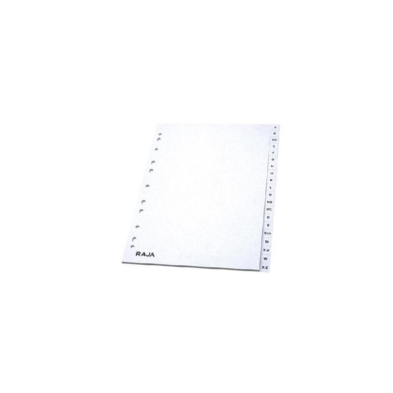 INTERCALAIRES ALPHABETIQUES RAJA - A4 - EN CARTE BLANCHE - 20 DIVISIONS COULEUR - LOT DE 2
