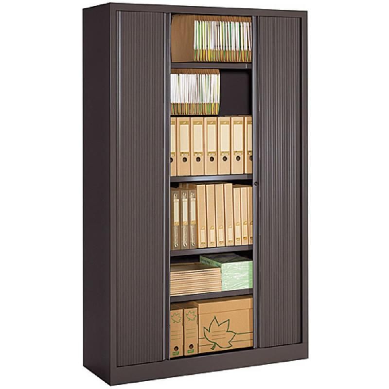 JPG ARMOIRE MÉTAL MONOBLOC NF ENVIRONNEMENT - A RIDEAUX - H. 198 X L. 120 CM - CORPS ANTHRACITE  - RIDEAUX ANTHRACITE