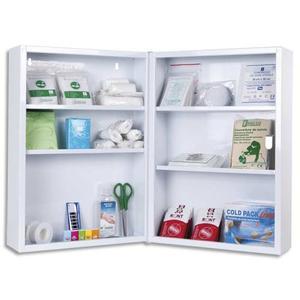 Laboratoires Esculape - Armoire premiers secours spéciale écoles, conforme aux préconisations de l'Éducation Nationale, en métal laqué blanc avec fermeture à clé_0