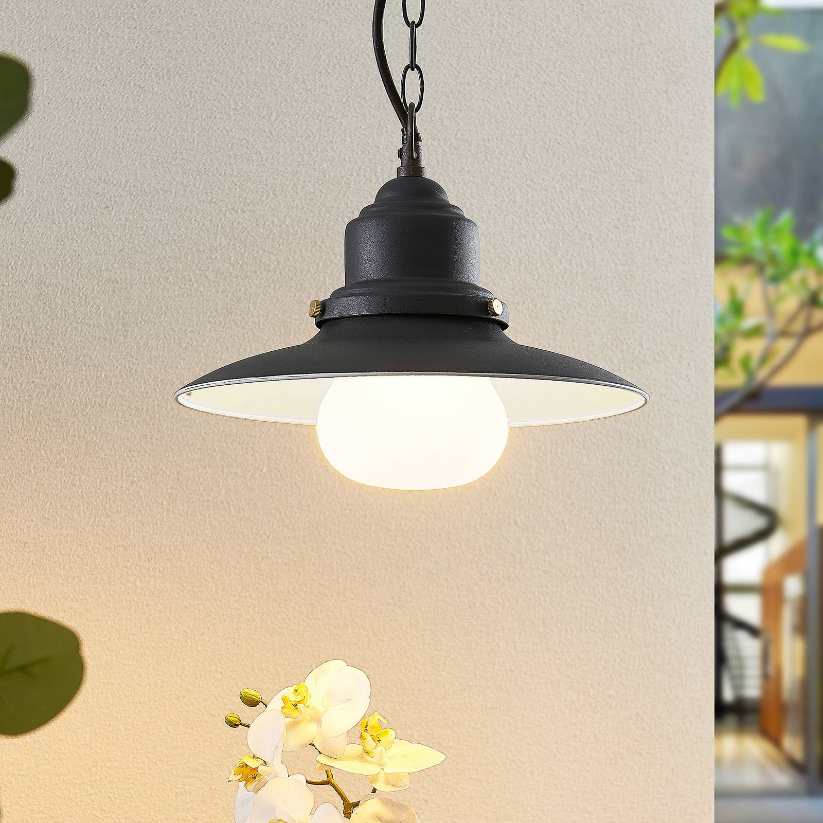 LINDBY, SUSPENSION D\'EXTÉRIEUR ROISIN, ANTHRACITE, MÉTAL, Ø 32 CM