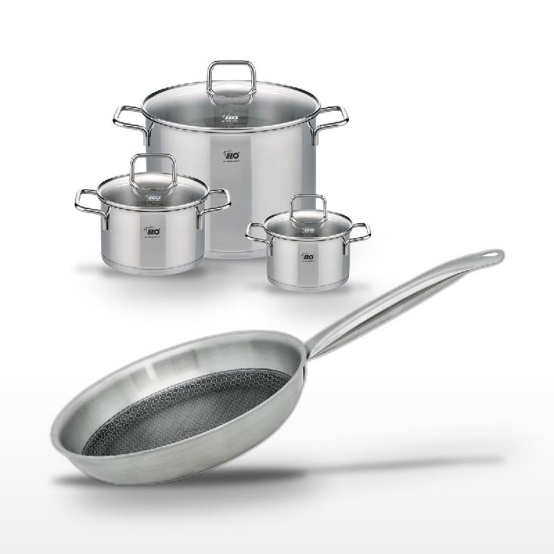 Lot 3 Faitouts Elo Relief Solution 16/20/26 cm & Poêle 24 cm - gris 3176239959468_0