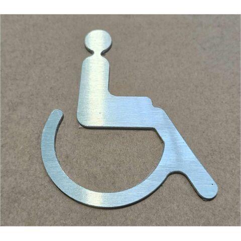 LOT DE 2 - PICTOGRAMME SYMBOLE PMR EN ALUMINIUM BROSSÉ