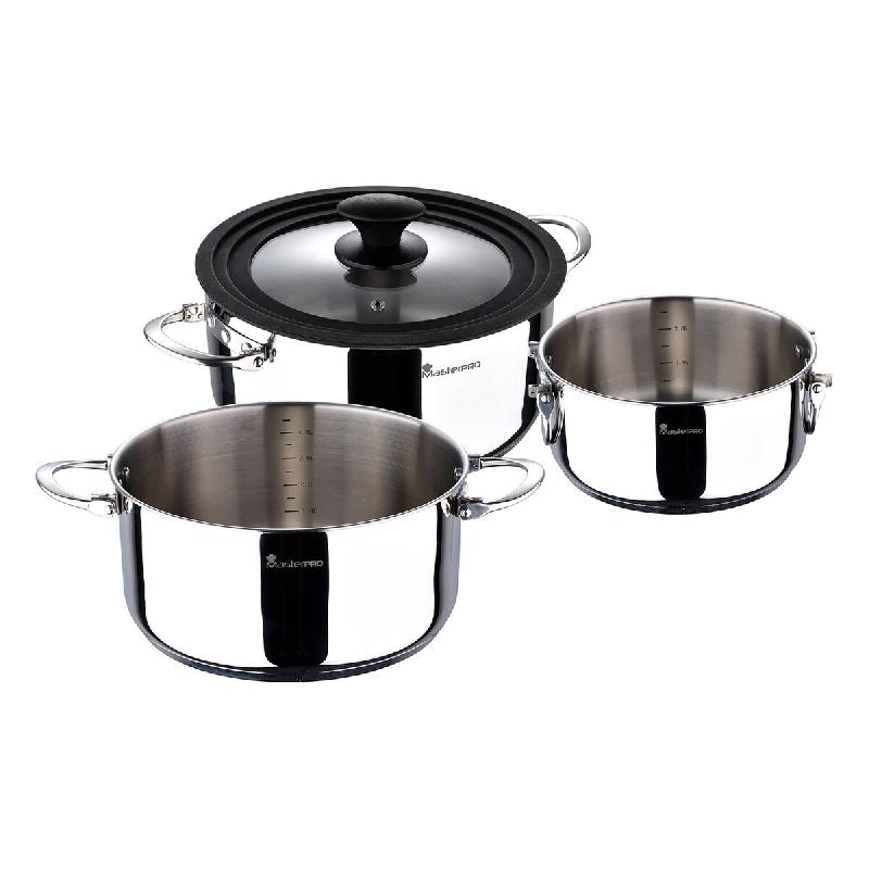 Masterpro - Batterie de cuisine Ø16/20/24 cm en acier inoxydable compatible induction - plastique Q4851_0