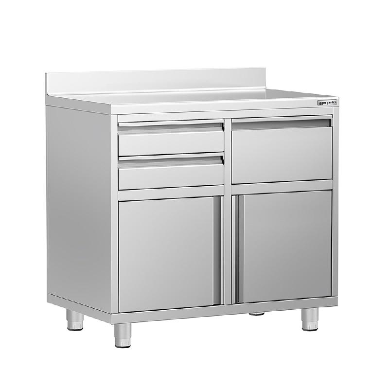 Meuble inox pour machine à café - 1000 x 600 mm - 2 tiroirs - Knock box_0