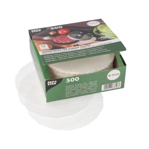 Papstar 500 papiers intercalaires pour steaks hachés Ø 13 cm blancs - blanc 48062000_0