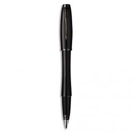 PARKER STYLO PLUME MOYENNE URBAN PREMIUM CORPS MAT NOIR ATTRIBUTS LAQUÉS NOIR BRILLANT