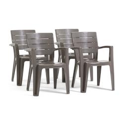 RATTATAN Set de 4 chaises monobloc en polypropylène avec fibre de verre, effet bois, empilables pour extérieur et jardin, bar et restaurant - Anita_0