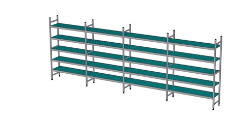 RAYONNAGE À CLAYETTES EN LIGNE LONGUEUR DE COMPOSITION 2X1199+2X1311 MM EA-0176
