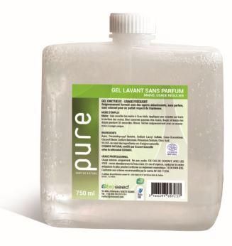 Recharge gel lavant doux pour les mains - sans parfum - 750ml - compatible distributeurs JVD - RpureNeutral_0