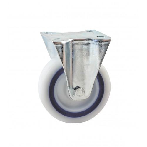 ROULETTE PIVOTANTE SUR PLATINE SYNTHE 100 MM- CHARGE 80 KG - ALÉSAGE LISSE AVL