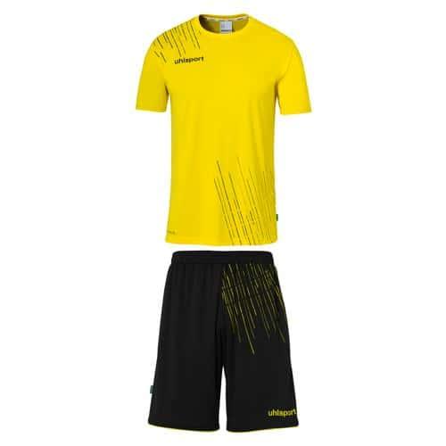 SET MAILLOT ET SHORT DE FOOT ENFANT - UHLSPORT - SCORE 26 JAUNE CITRON/NOIR