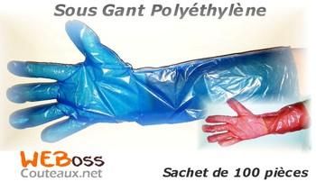 SOUS GANT DE PROTECTION POLYÉTHYLÈNE BLEU OU ROUGE PAR 100