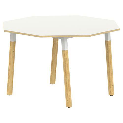 TABLE 4 PIEDS MÉTAL/BOIS OCTO Ø120 T4 STRAT ABS BLANC/ALU