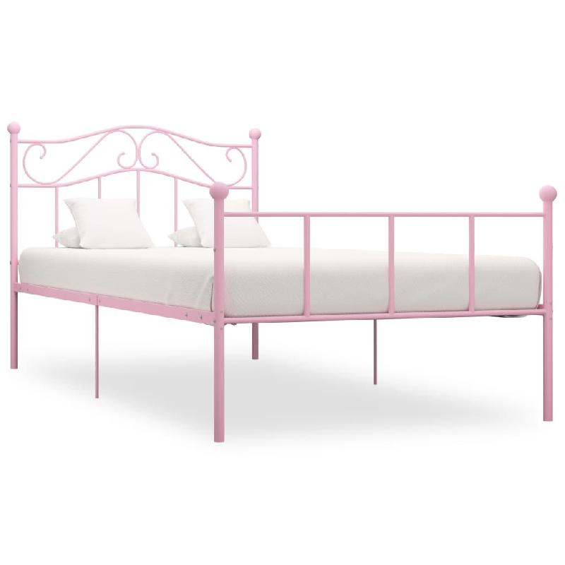 VidaXL Cadre de lit sans matelas rose métal 90x200 cm Modèle Lerlénis - 284537_0