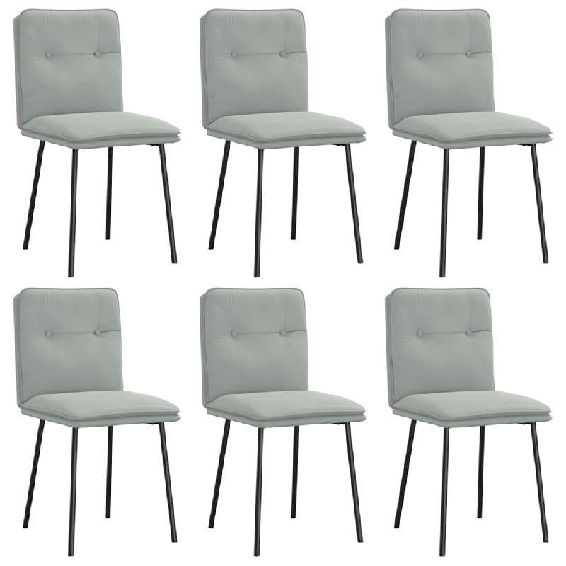 VidaXL Chaises à manger lot de 6 gris clair velours Modèle Calypso Moderne - 3315679_0
