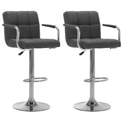VidaXL Chaises De Bar Lot De 2 Gris Foncé Tissu - gris 283420_0