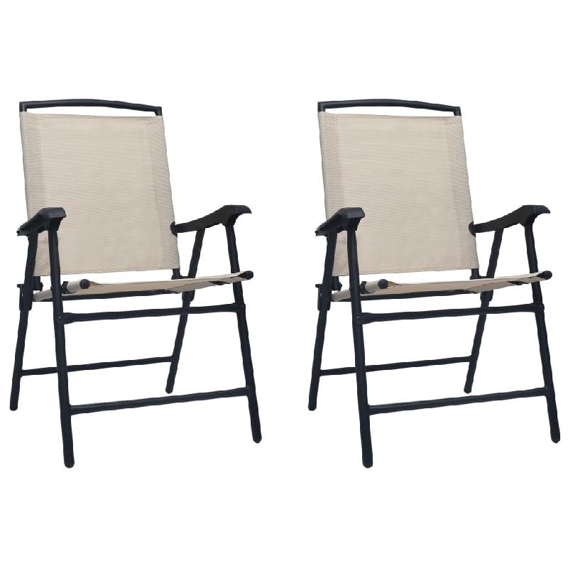 VidaXL Chaises De Jardin Pliables Lot De 2 Textilène Crème - beige 47924_0