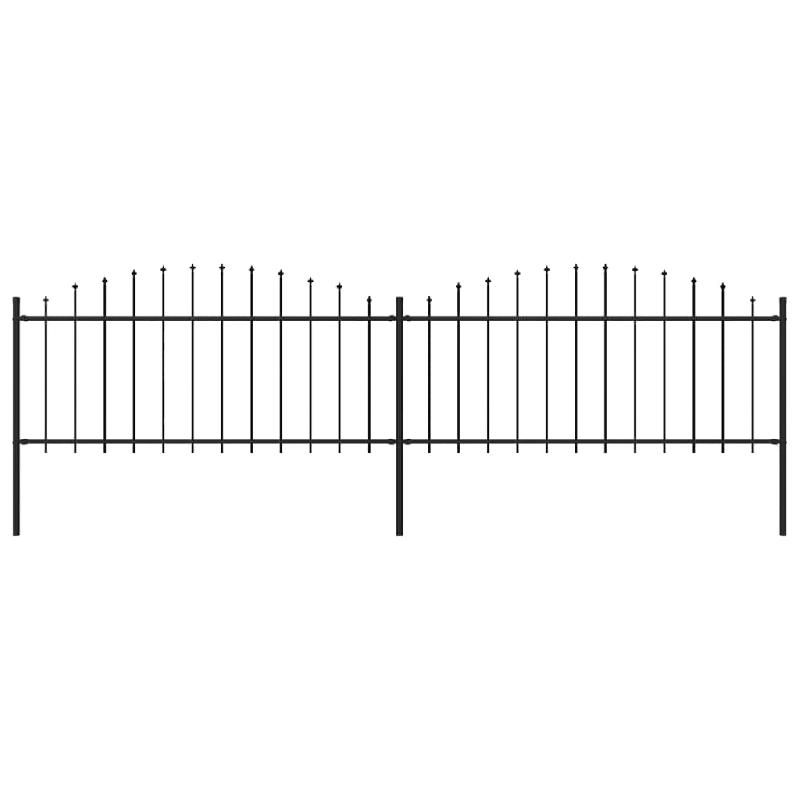 Vidaxl clôture de jardin à dessus en lance acier (0,5-0,75)x3,4 m noir 277704_0