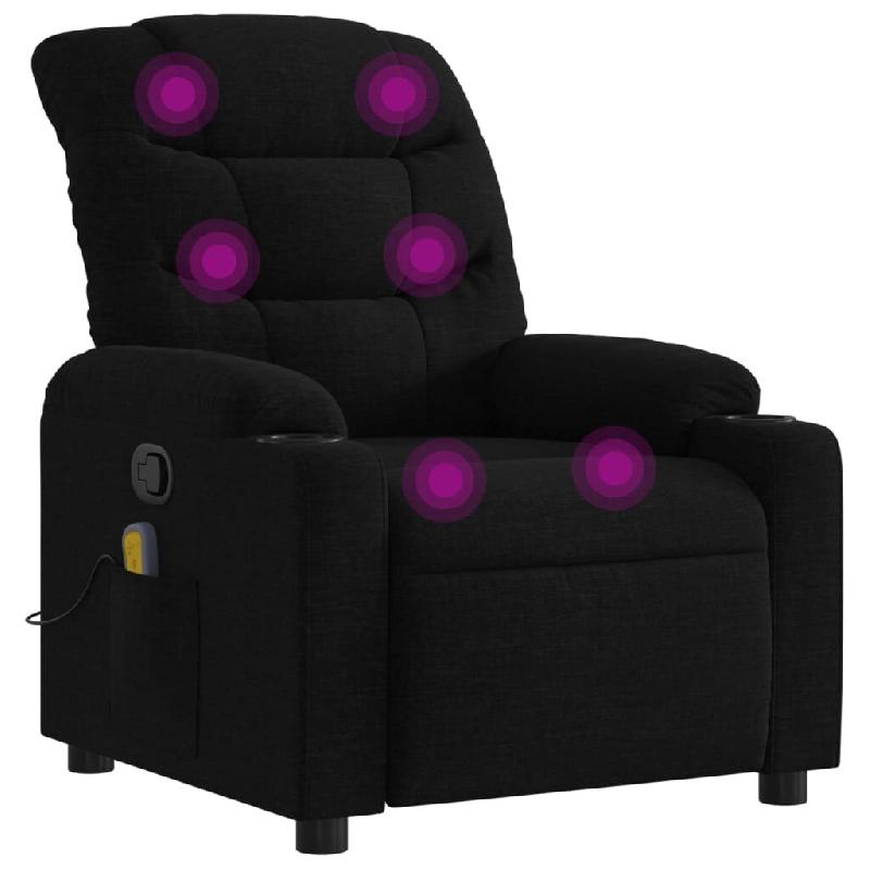VidaXL Fauteuil de massage inclinable noir tissu Modèle Gerviora - 8721012220829_0