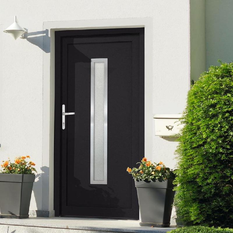 Vidaxl porte d'entrée anthracite 108x208 cm pvc 3187902_0