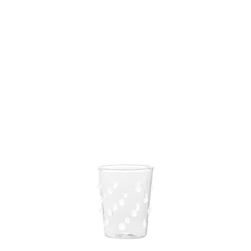 Zafferano Lot de 6 Verres Party Tumbler Junior en Verre Borosilicaté Blanc, Design Artisanal avec Décor à Pois pour Apéritifs et Liqueurs - 805414_0