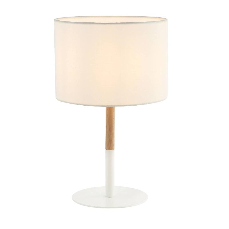 ZAMBELIS LAMPE À POSER TISSU 20215 MÉTAL/BOIS CLAIR BLANCHE