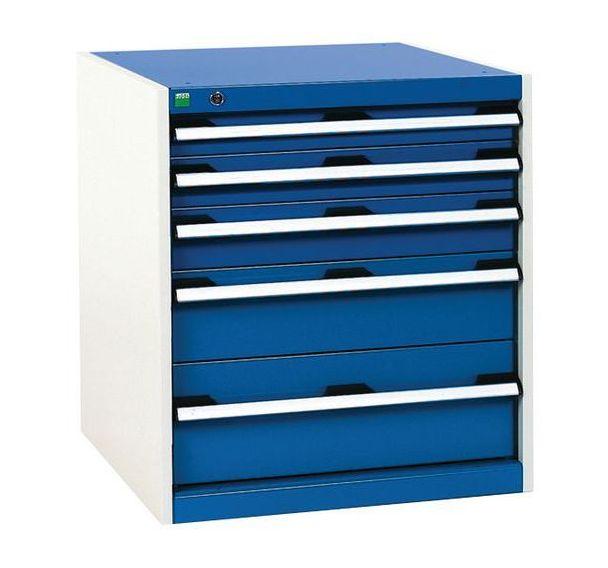 ARMOIRE D\'ATELIER À TIROIRS CUBIO SL-667-5.1 GRIS CLAIR/BLEU - MANUTAN COLLECTIVITÉS