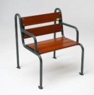 Banc fauteuil en bois et acier TAILLIS - à poser ou sceller - exotique naturel ou acajou doré_0